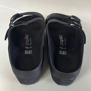 Papillio Black Mules with Adjustable Strap and Thick Sole